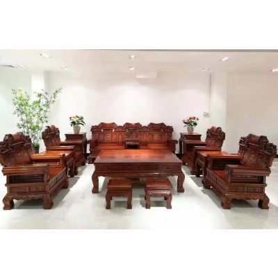 中山红木家具刺猬紫檀古典爆款沙发6件套全国低价销售